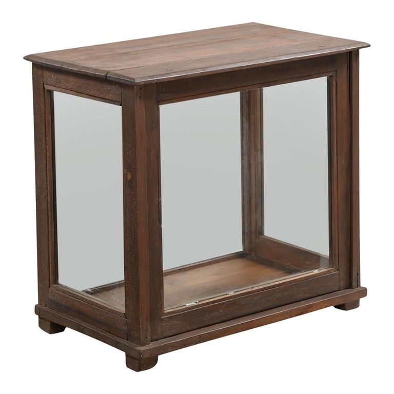 Unique One of a Kind - Display Cabinet - 1 Door - Countertop - Rustic Brown - Glass and Wood