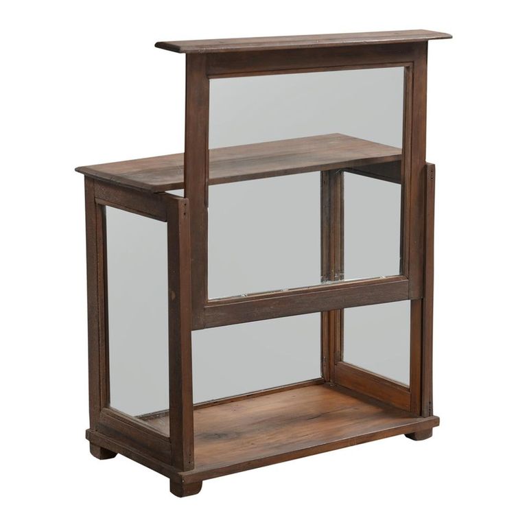 Unique One of a Kind - Display Cabinet - 1 Door - Countertop - Rustic Brown - Glass and Wood