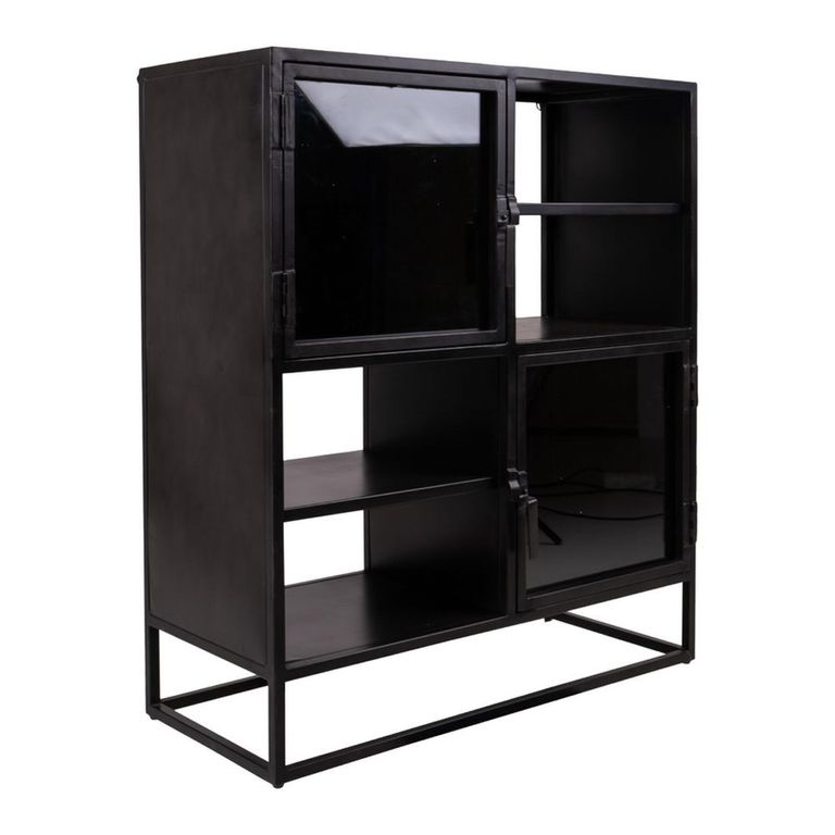 Dax Display Cabinet - 2 Door - Black - Glass and Metal
