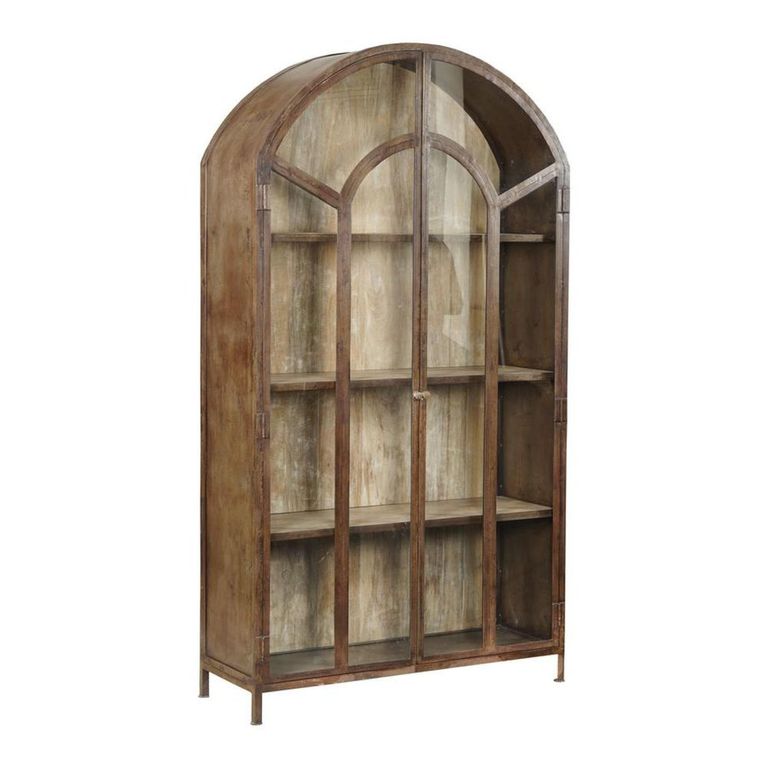 Girare Display Cabinet - Arch - Wide - 2 Door - Brown - Glass and Metal