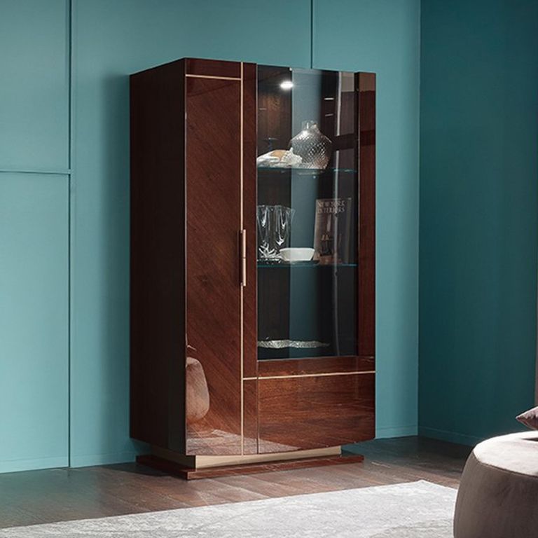 Bellagio Display Cabinet - 2 Door - High Gloss Walnut - Glass and Wooden
