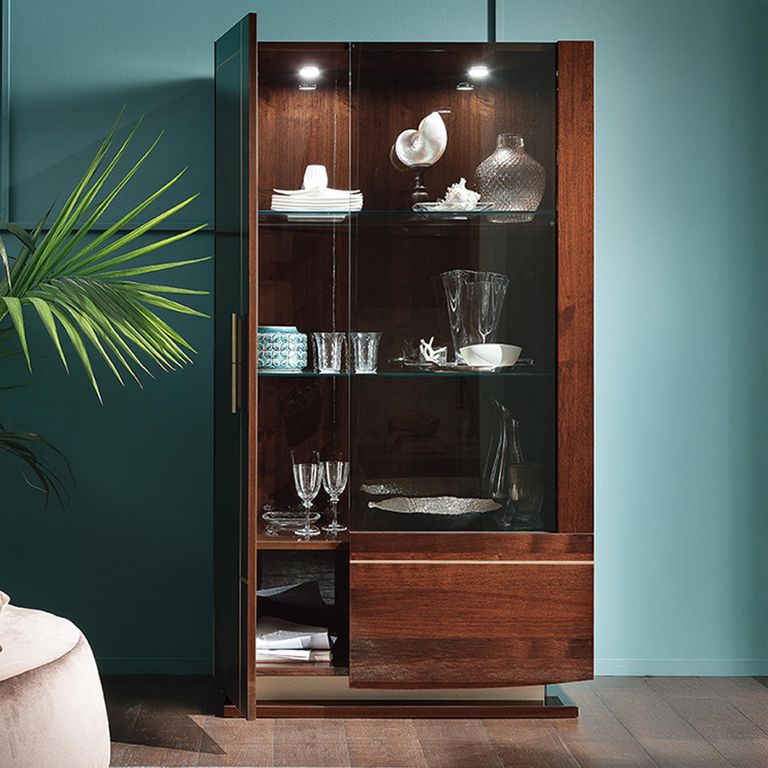 Bellagio Display Cabinet - 2 Door - High Gloss Walnut - Glass and Wooden