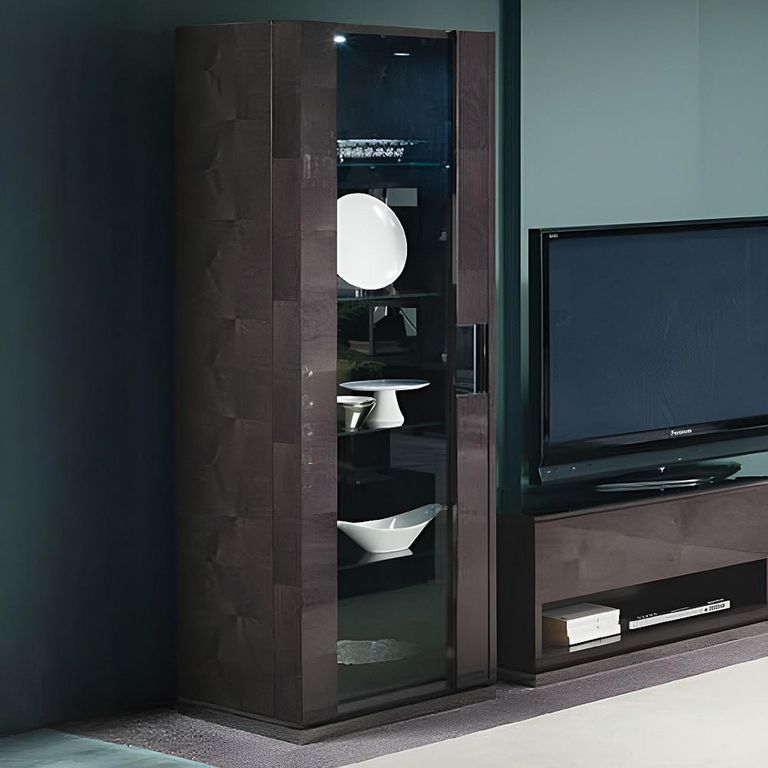 Heritage Display Cabinet - 1 Glass Door - Left - Dark Velvet Birch High Gloss