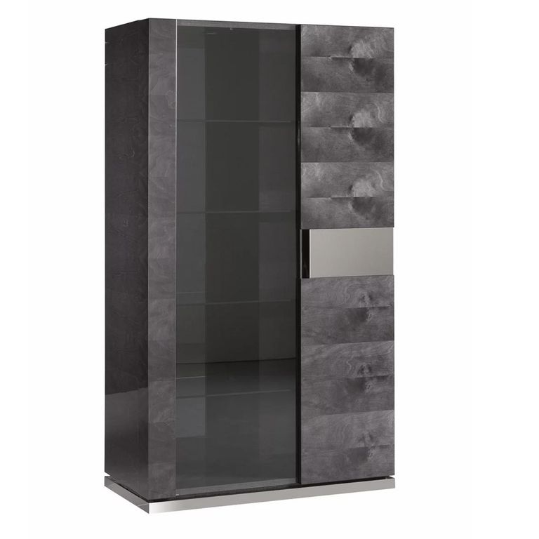 Heritage Display Cabinet - 2 Door 1 Glass - Dark Velvet Birch High Gloss