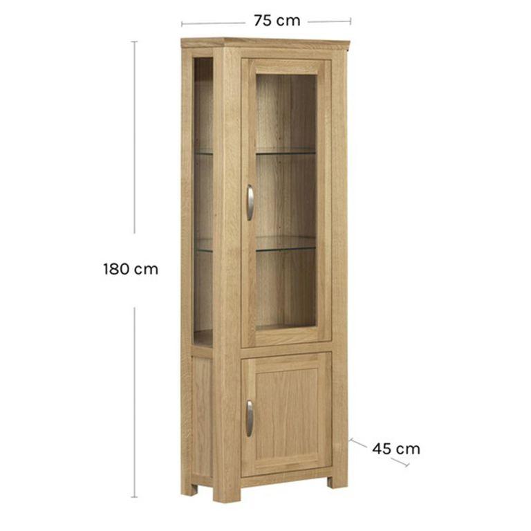 Treviso Oak Corner Display Unit - 2 Door
