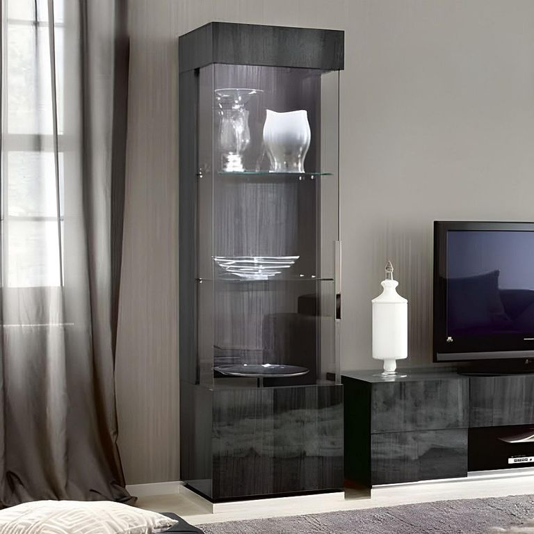 Montecarlo Display Cabinet - 1 Door - Left - Grey Koto High Gloss