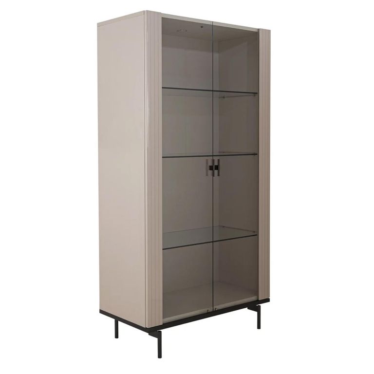 Claire Display Cabinet - 2 Glass Door - Pearl Line Eco Veneer High Gloss and Black