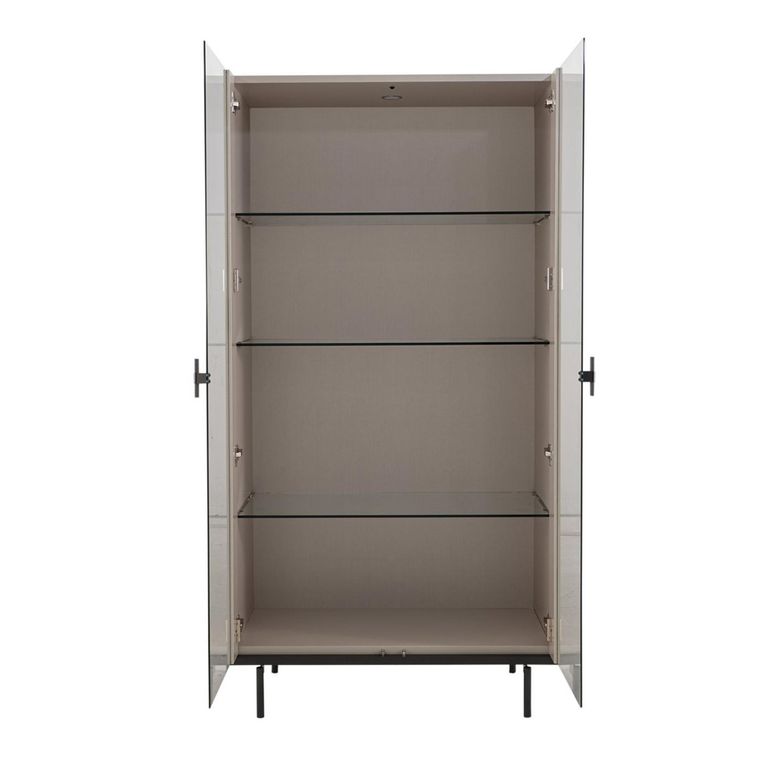 Claire Display Cabinet - 2 Glass Door - Pearl Line Eco Veneer High Gloss and Black