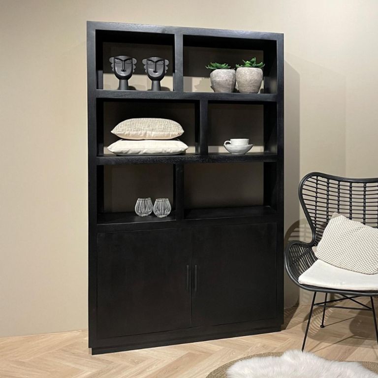 Jaxx Display Cabinet - 2 Door - Black - Mango Wood