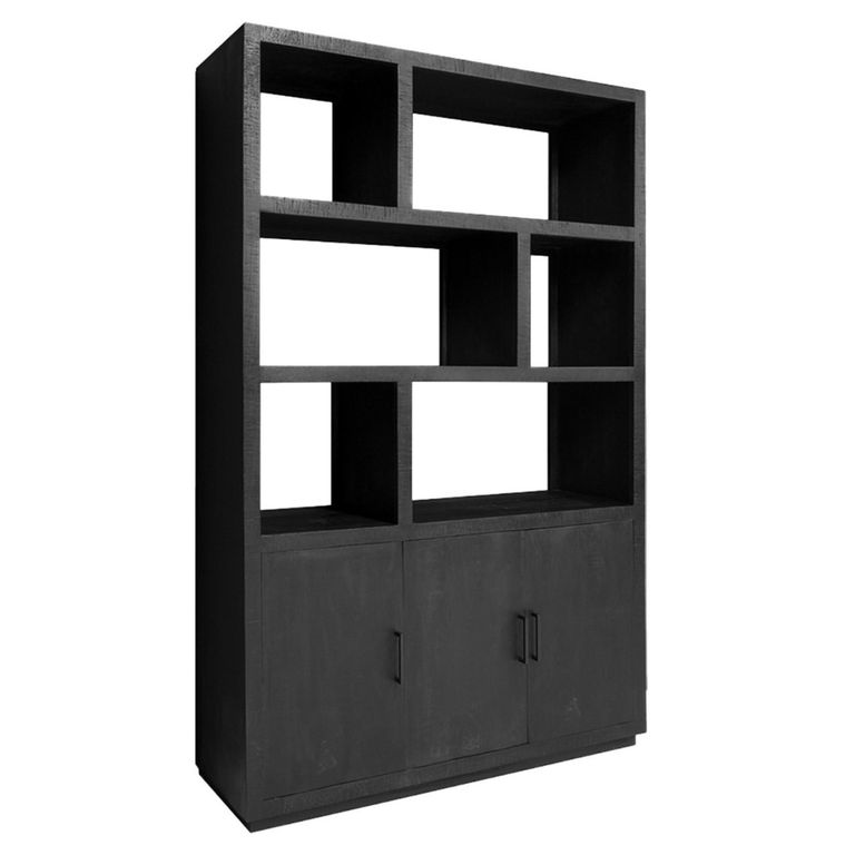 Jaxx Display Cabinet - 3 Door - Black - Mango Wood