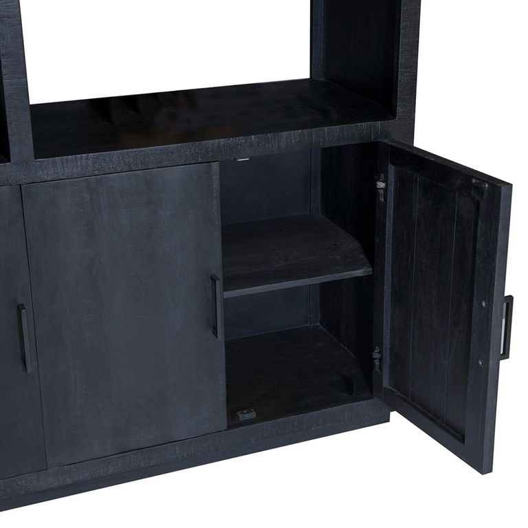Jaxx Display Cabinet - 3 Door - Black - Mango Wood