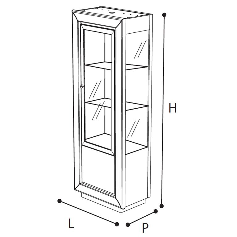 Dama Italian White Vitrine - 1 Right Door - Chrome Trim  