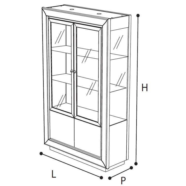 Dama Italian White Vitrine - 2 Door - Chrome Trim
