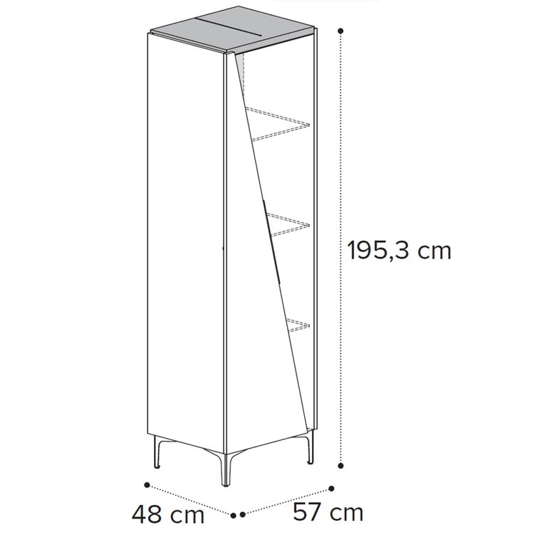 Fidia Italian Fluted Vitrine - 1 Left Door - Emperador Taupe - Glass and Marquinia Marble Effect