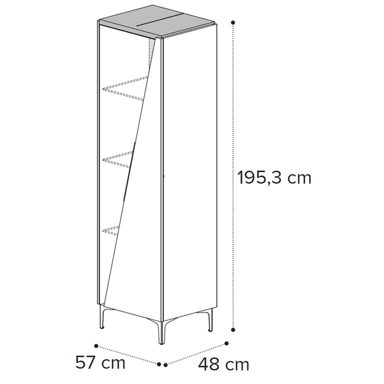 Fidia Italian Fluted Vitrine - 1 Right Door - Emperador Taupe - Glass and Marquinia Marble Effect