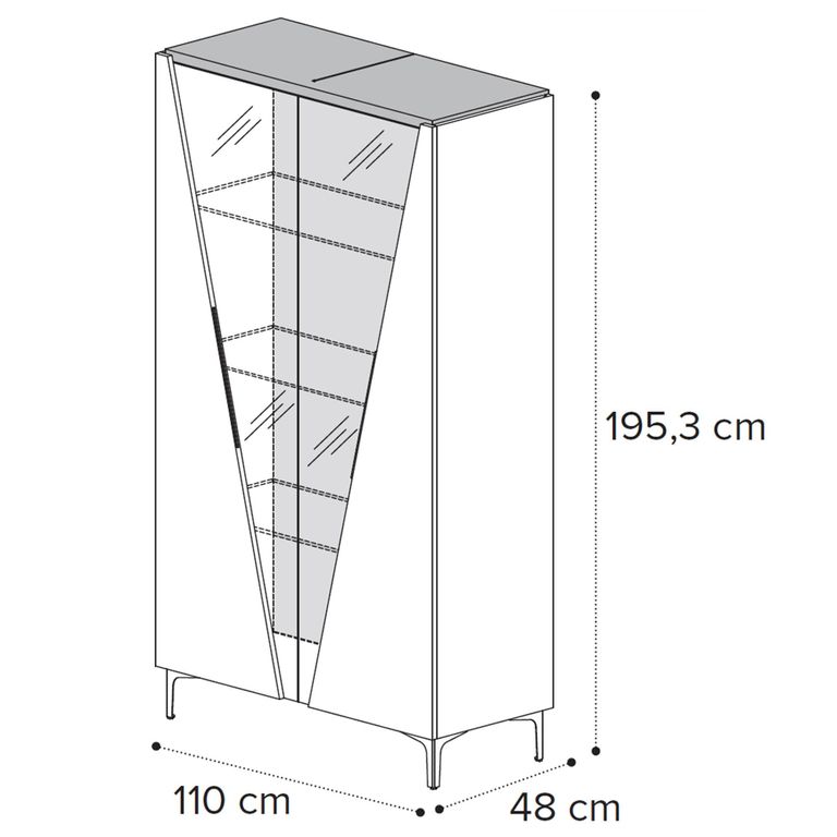 Fidia Italian Fluted Vitrine - 2 Door - Emperador Taupe - Glass and Marquinia Marble Effect
