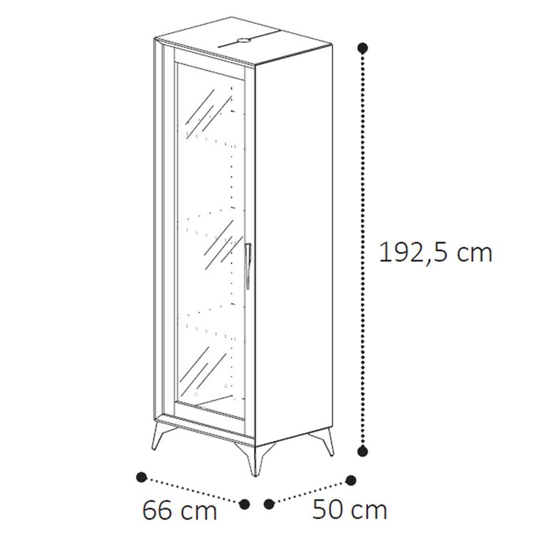 Krystal Italian Display Cabinet - 1 Right Door - Medblue Birch Gloss - Glass and Wooden
