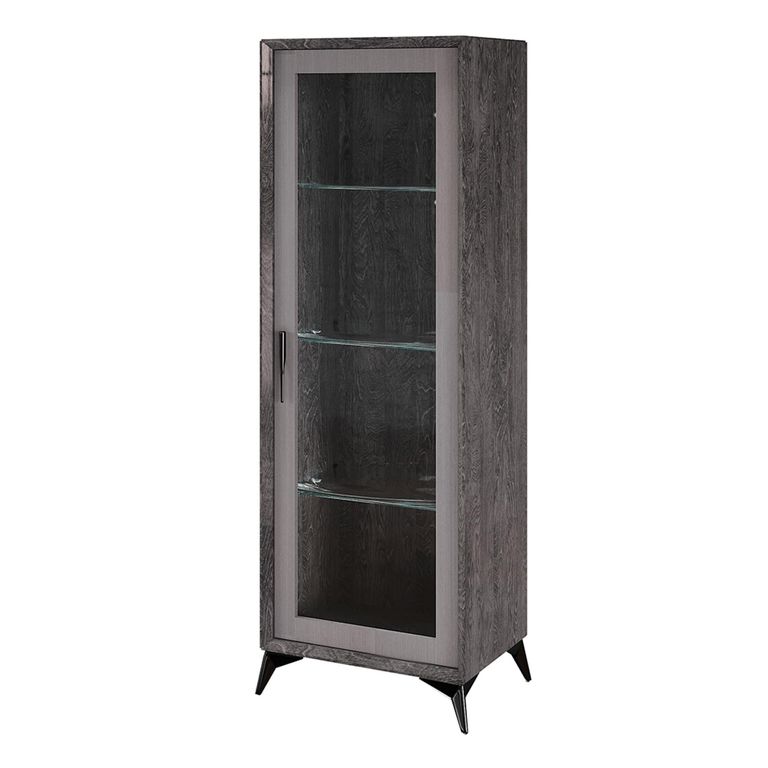 Krystal Italian Display Cabinet - 1 Right Door - Medblue Birch Gloss - Glass and Wooden