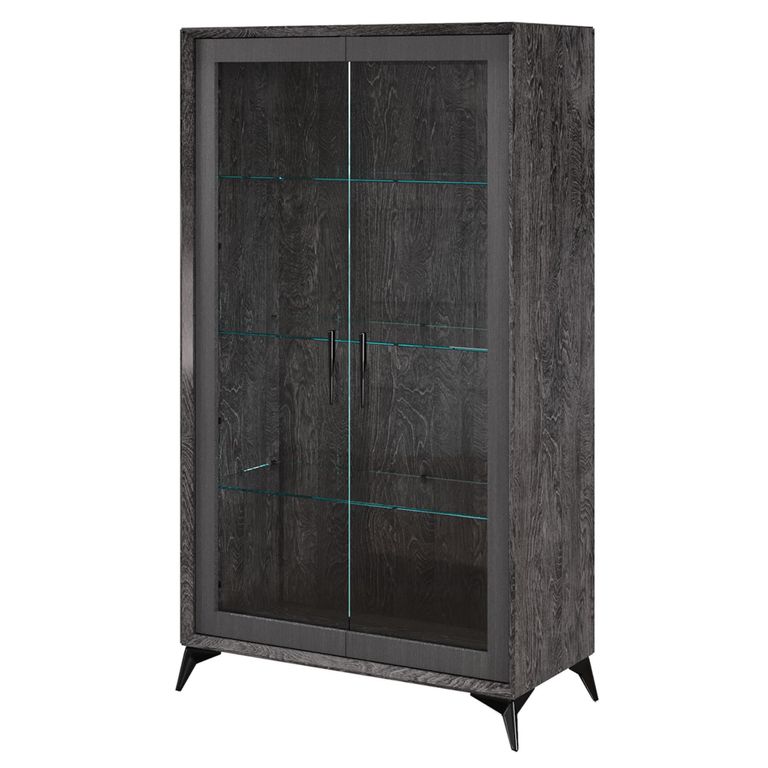Krystal Italian Display Cabinet - 2 Door - Medblue Birch Gloss - Glass and Wooden