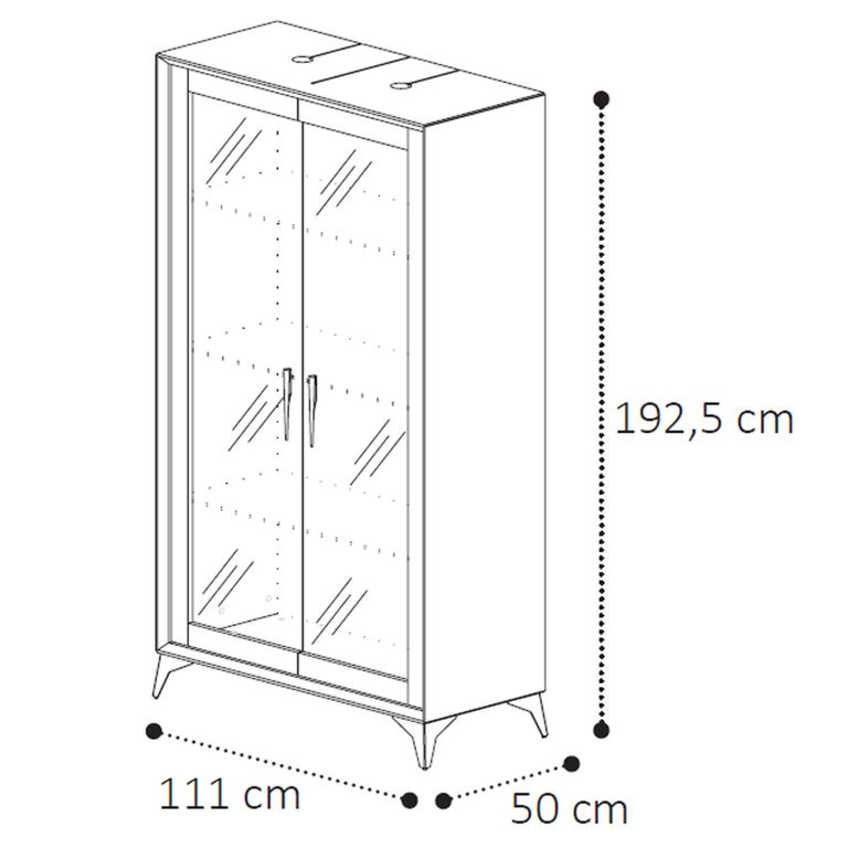 Krystal Italian Display Cabinet - 2 Door - Medblue Birch Gloss - Glass and Wooden
