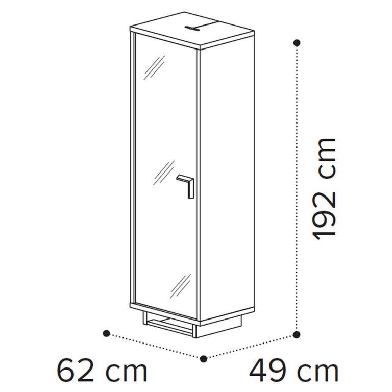 Volare Italian Display Cabinet - 1 Left Glass Door - with LED Light - Venetian Grey