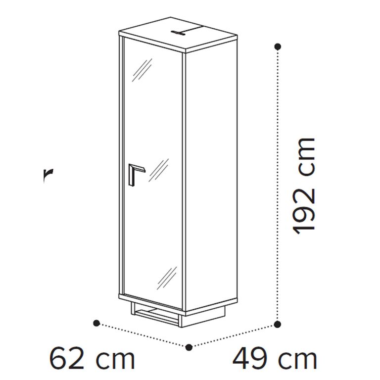 Volare Italian Display Cabinet - 1 Left Glass Door - with LED Light - Venetian Grey