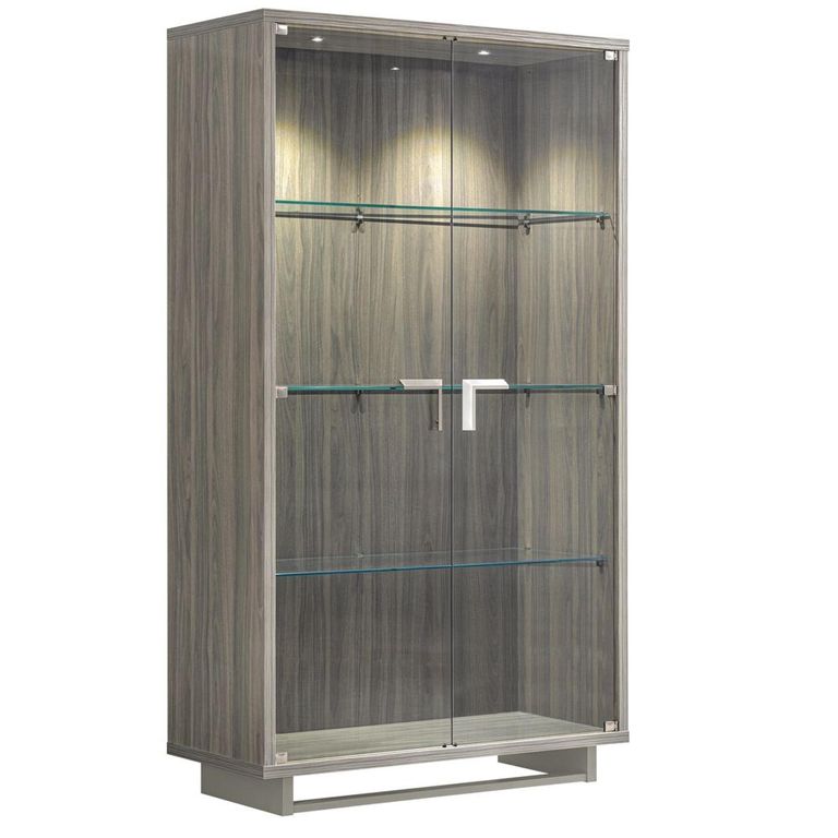 Volare Italian Display Cabinet - 2 Glass Door - with LED Light - Venetian Grey
