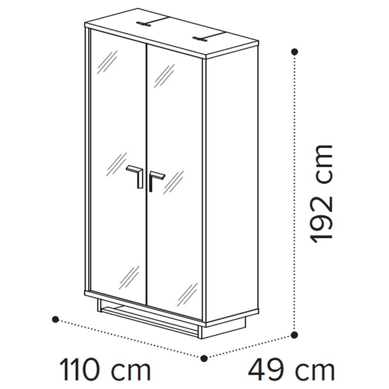 Volare Italian Display Cabinet - 2 Glass Door - with LED Light - Venetian Grey
