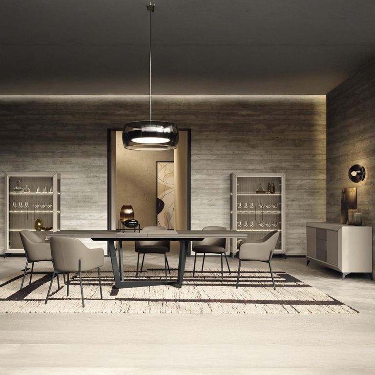 Prestige Italian Display Cabinet - 2 Glass Door - Urban Velvet and Rich Tobacco