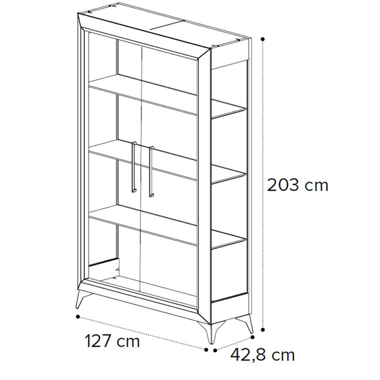 Prestige Italian Display Cabinet - 2 Glass Door - Urban Velvet and Rich Tobacco