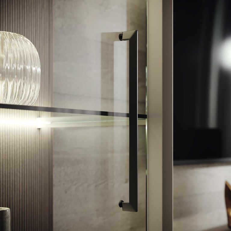 Prestige Italian Display Cabinet - 1 Left Glass Door - Urban Velvet and Rich Tobacco