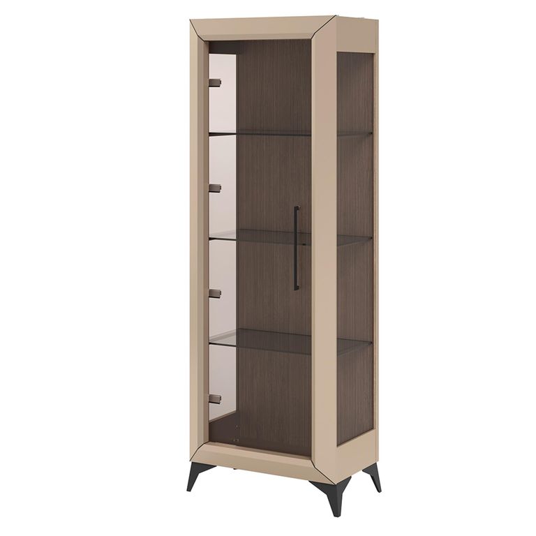 Prestige Italian Display Cabinet - 1 Left Glass Door - Urban Velvet and Rich Tobacco