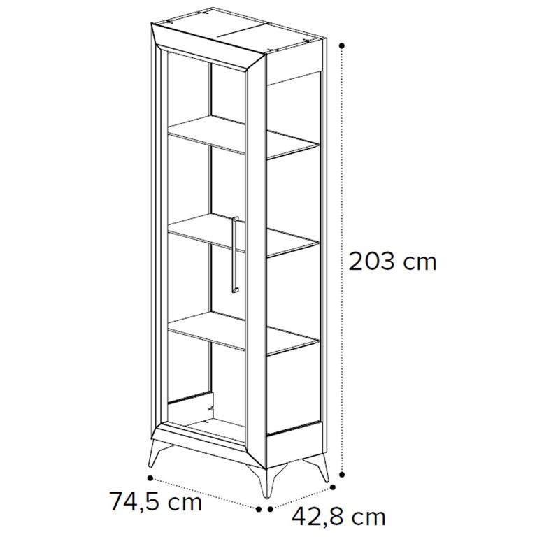 Prestige Italian Display Cabinet - 1 Left Glass Door - Urban Velvet and Rich Tobacco