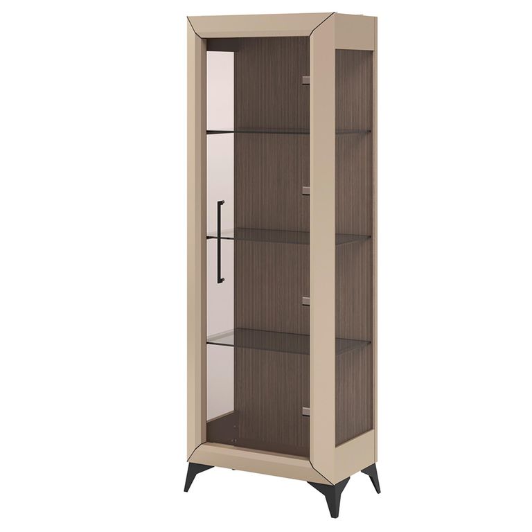 Prestige Italian Display Cabinet - 1 Right Glass Door - Urban Velvet and Rich Tobacco