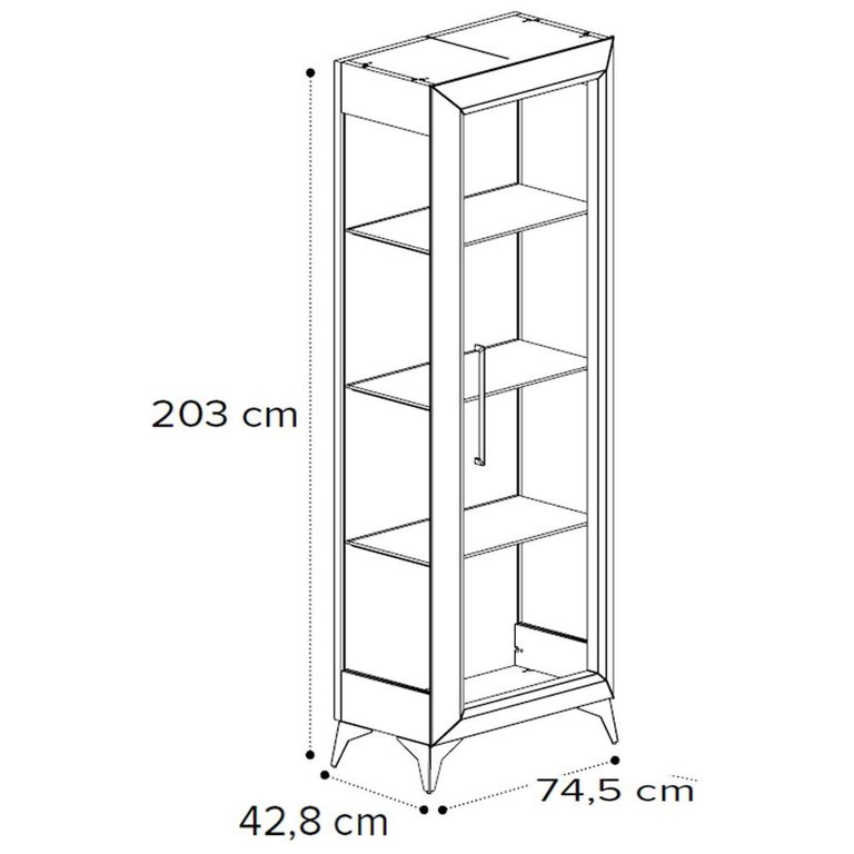 Prestige Italian Display Cabinet - 1 Right Glass Door - Urban Velvet and Rich Tobacco