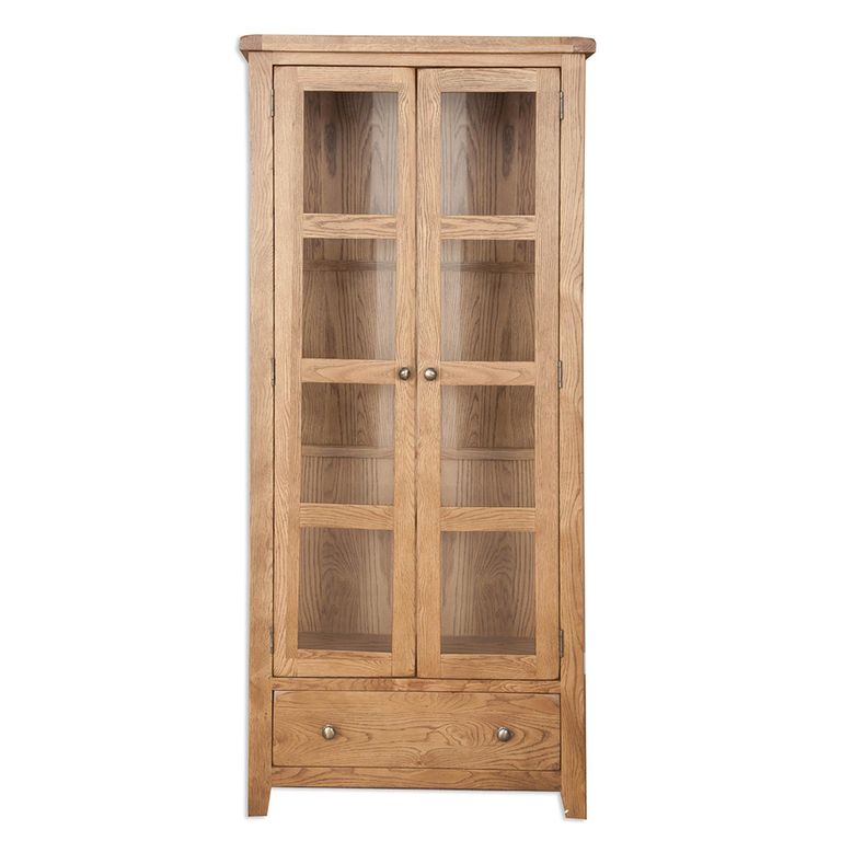 Melbourne Country Oak Display Cabinet - 2 Door - 1 Drawer - Rustic