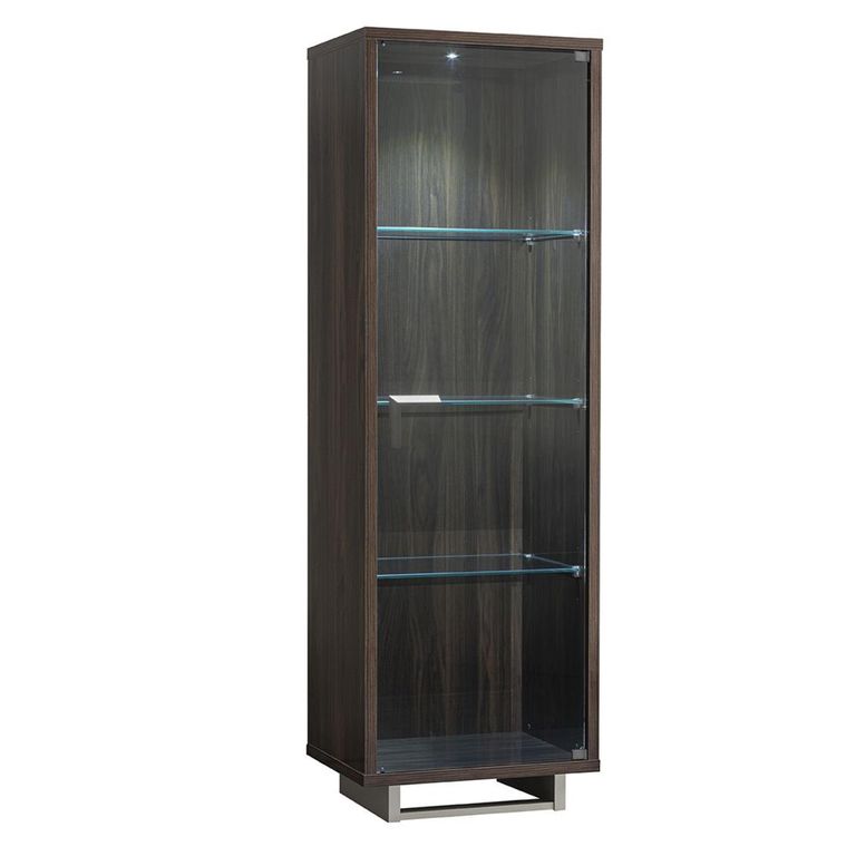 Volare Italian Vitrine - 1 Right Glass Door - with LED Light - Walnut
