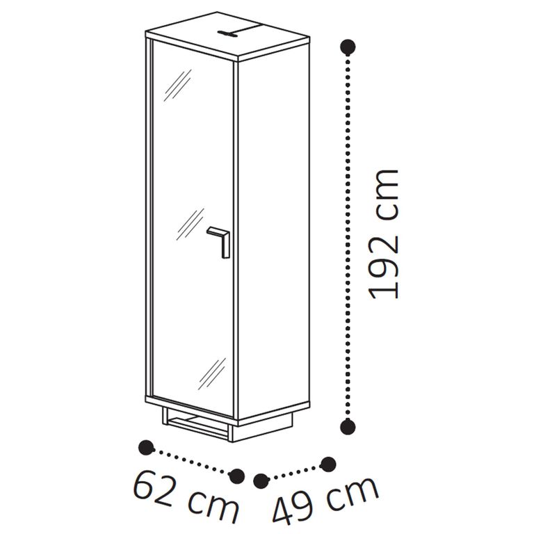 Volare Italian Vitrine - 1 Right Glass Door - with LED Light - Walnut