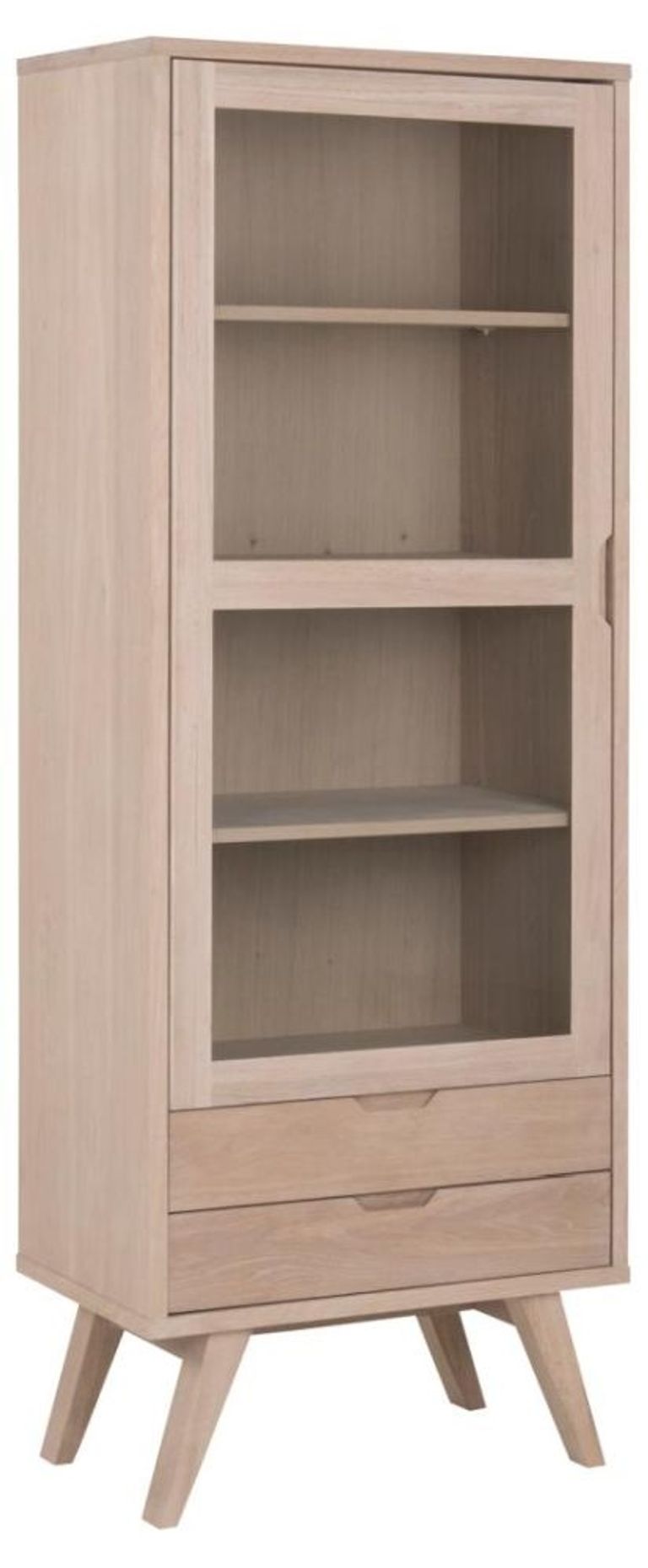 A Line Display Cabinet - 1 Door - 2 Drawer - Oak