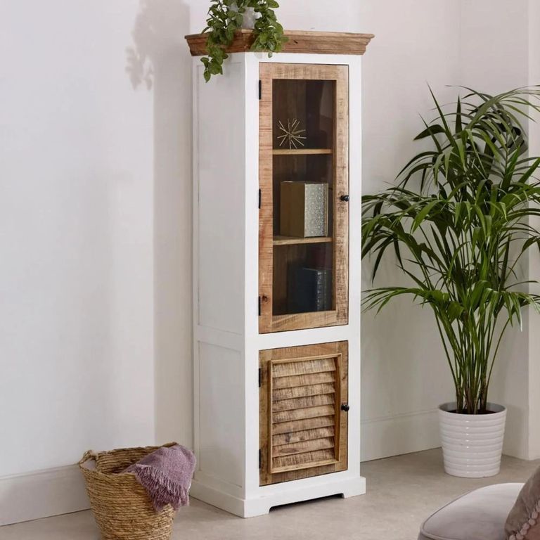 Alfie White Mango Wood 1 Door Display Cabinet