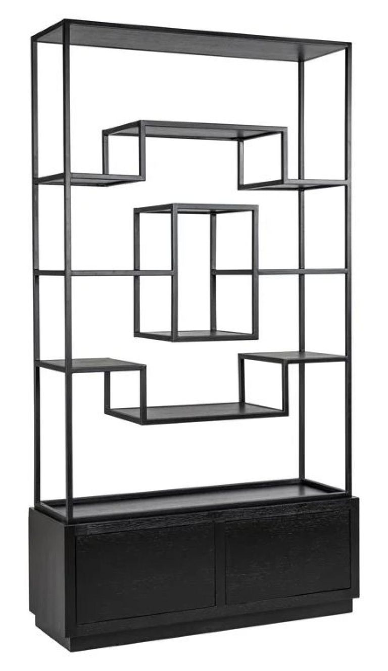 Bonvoy Black Oak Shelving Unit with Storage