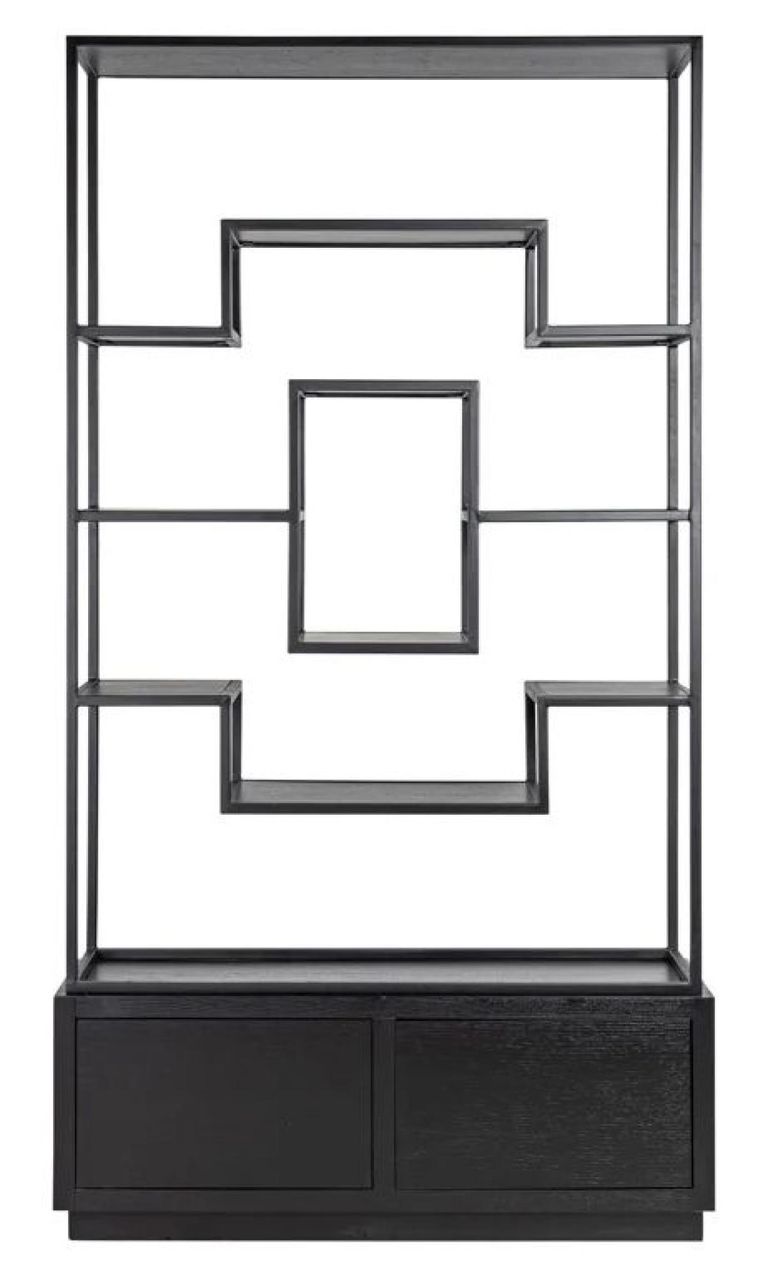 Bonvoy Black Oak Shelving Unit with Storage