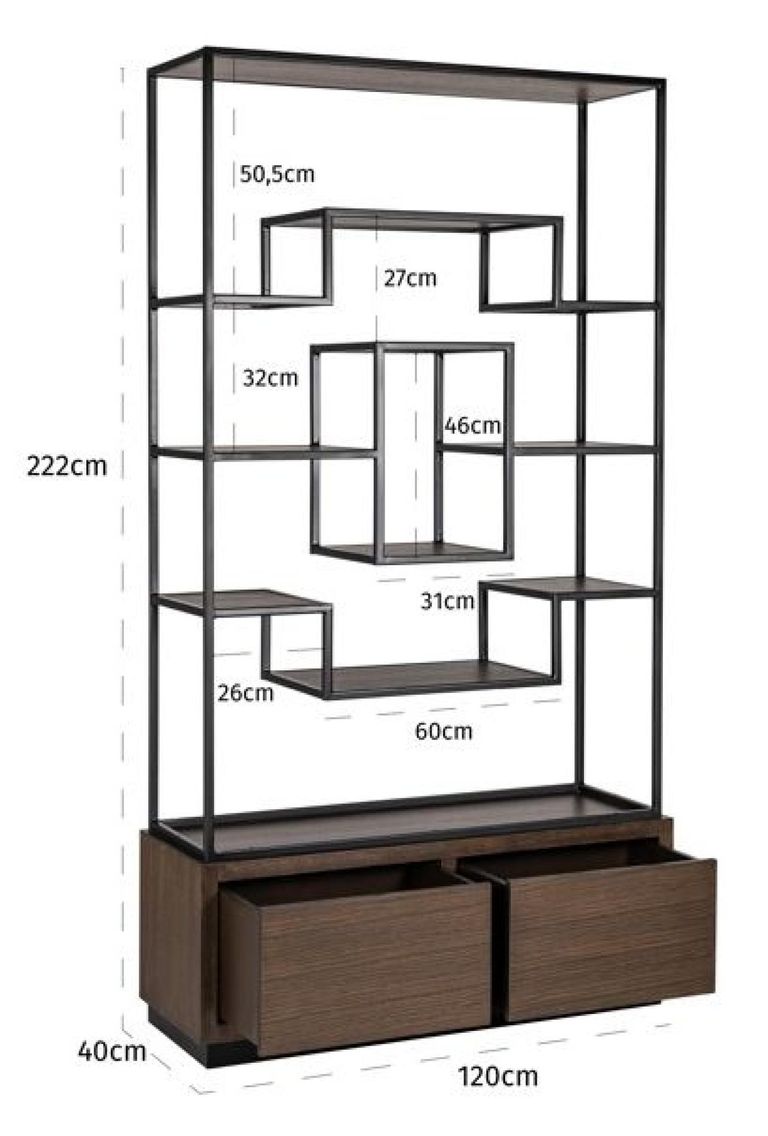Bonvoy Brown Oak Shelving Unit with Storage
