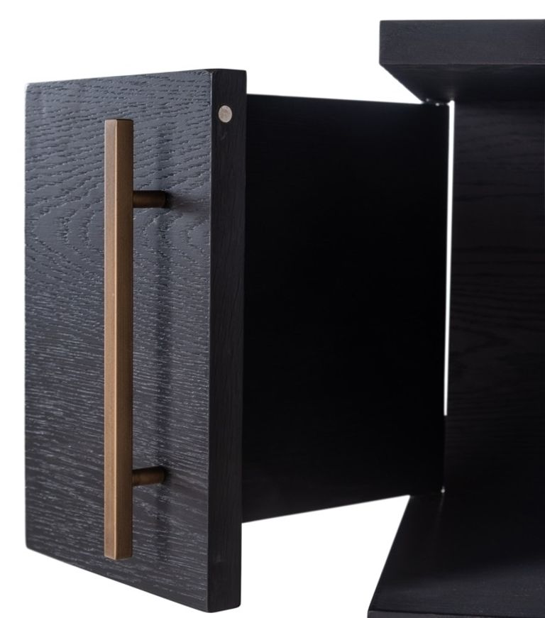 Cambon Dark Oak and Brass Storage Shelving Unit