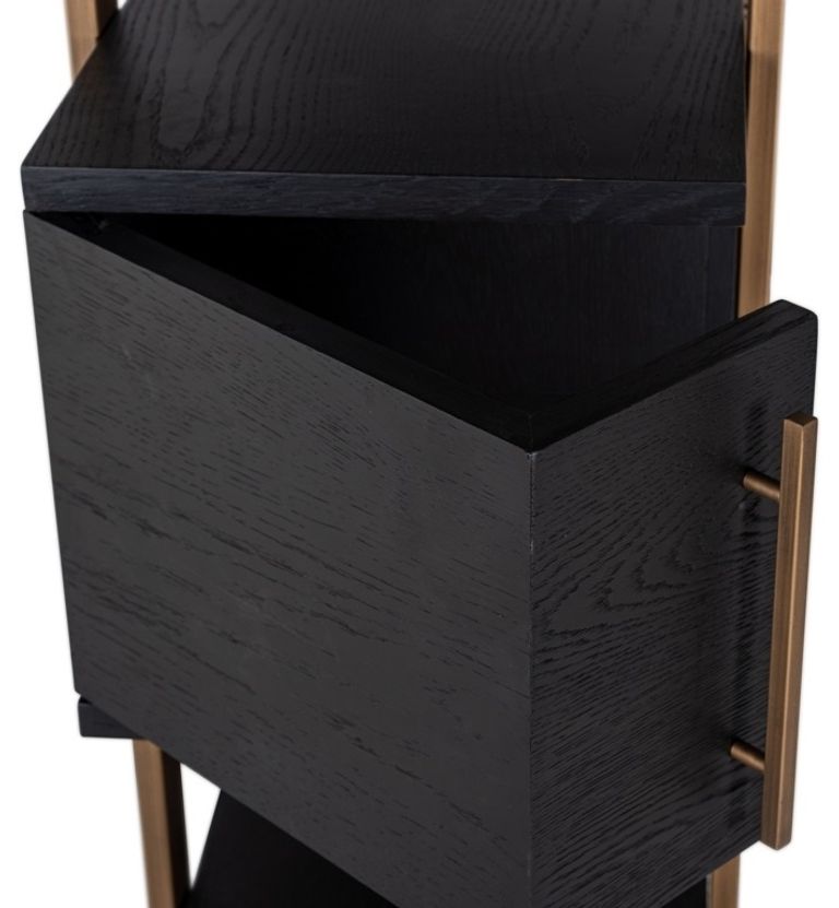 Cambon Dark Oak and Brass Storage Shelving Unit