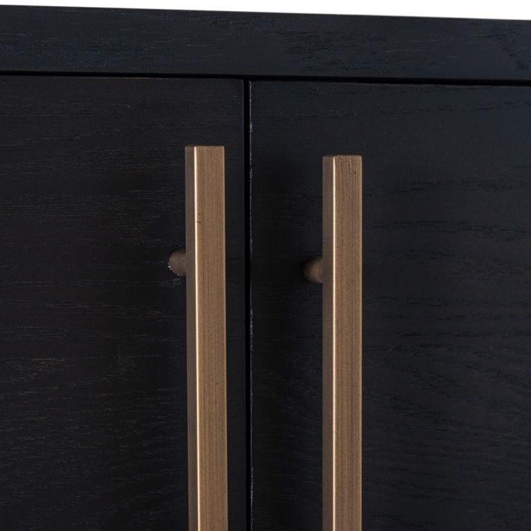 Cambon Dark Oak and Brass Storage Shelving Unit
