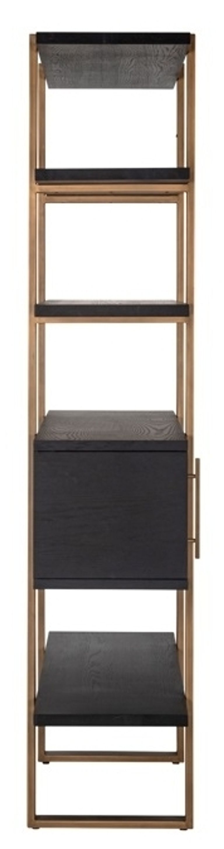 Cambon Dark Oak and Brass Storage Shelving Unit