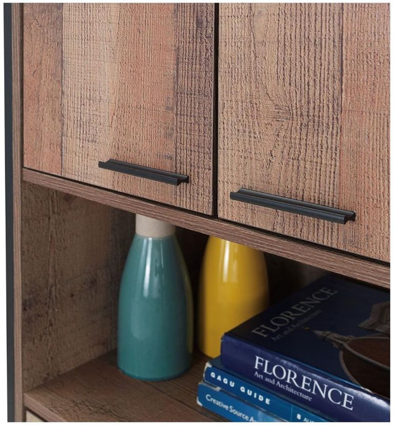 Industrial Storage Cabinet - Tall - Rustic Oak Effect