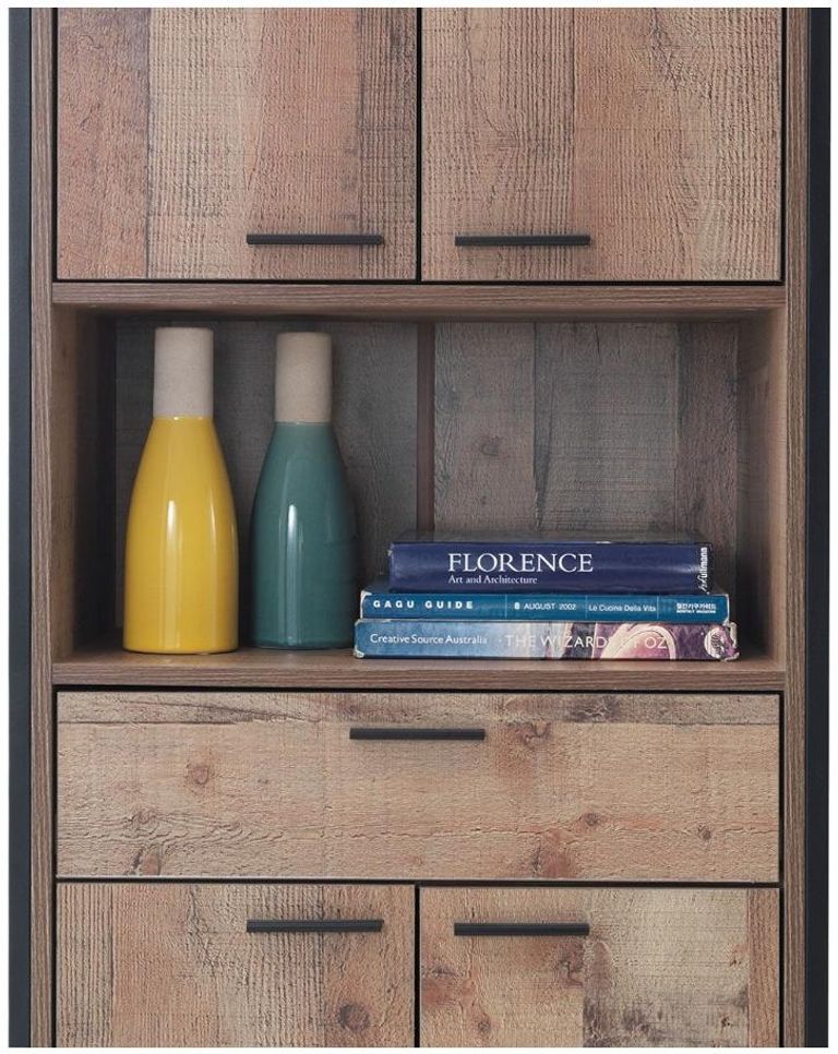 Industrial Storage Cabinet - Tall - Rustic Oak Effect