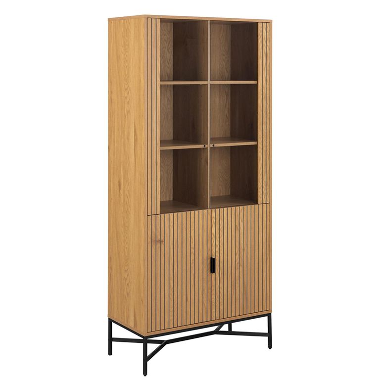 Jaipur Display Cabinet - 4 Door - Fluted - Oak